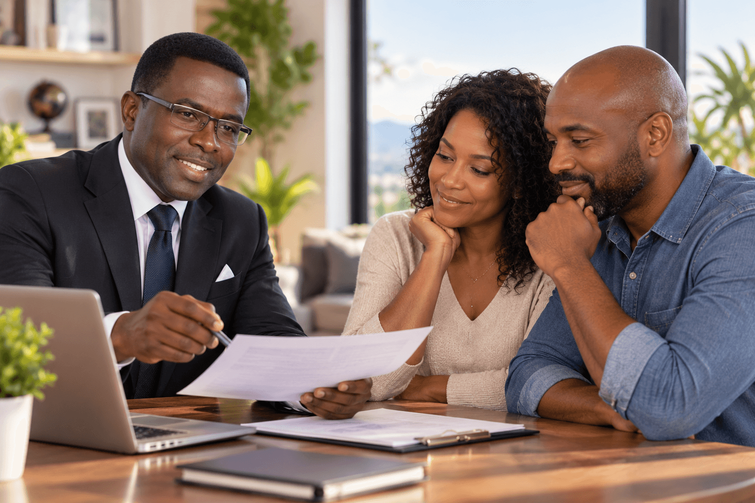 Tax-efficient planning discussion with financial documents